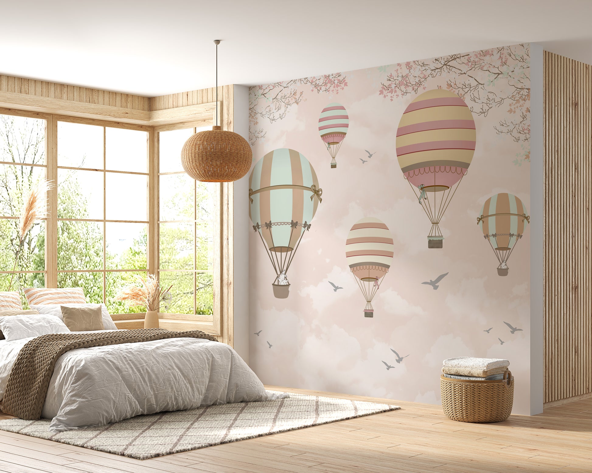 Ballons in the Sky Kids Room Wallpaper Mural - Giffywalls