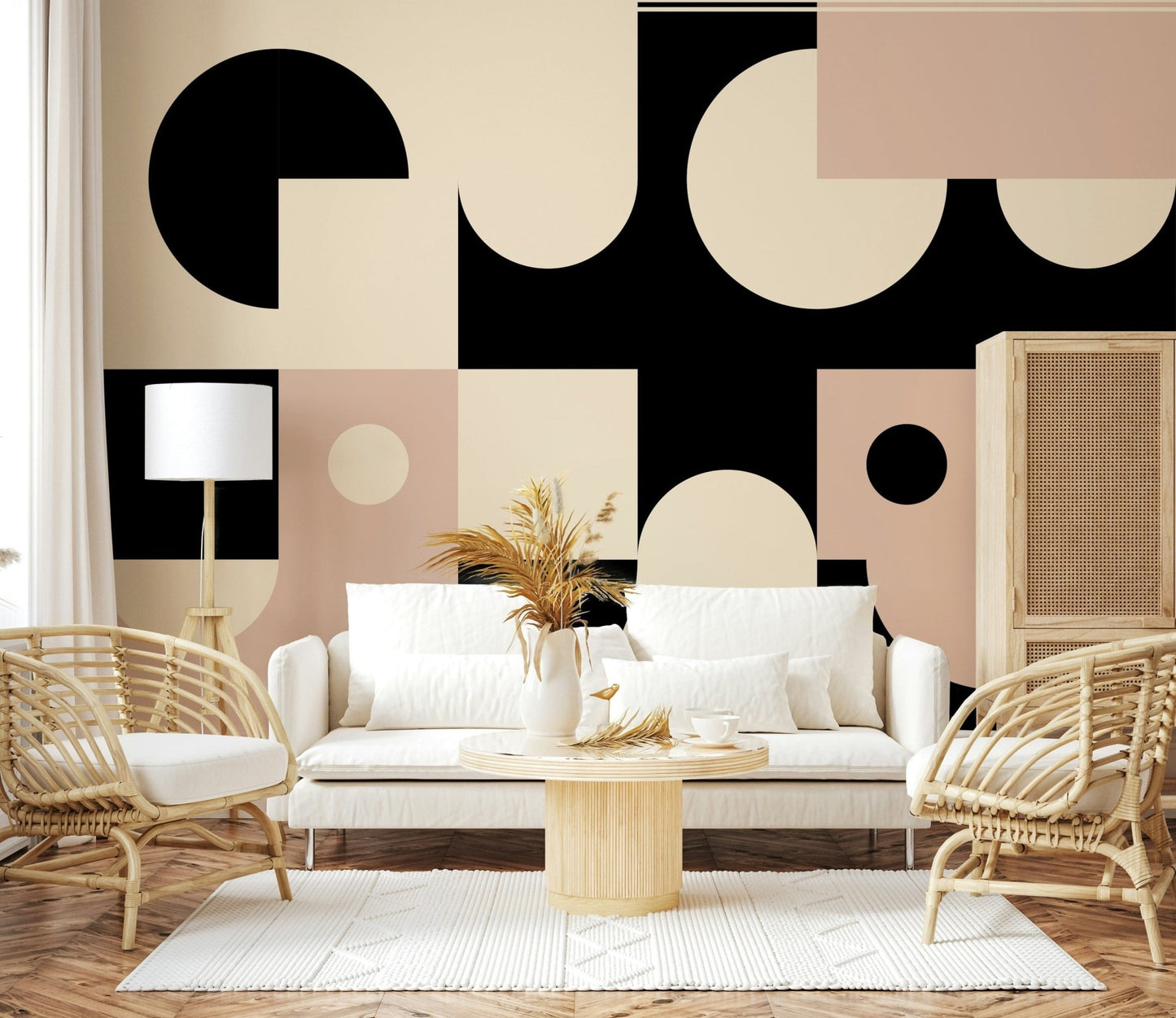 Pink Black - Bold Geometric Interplay Wall Mural