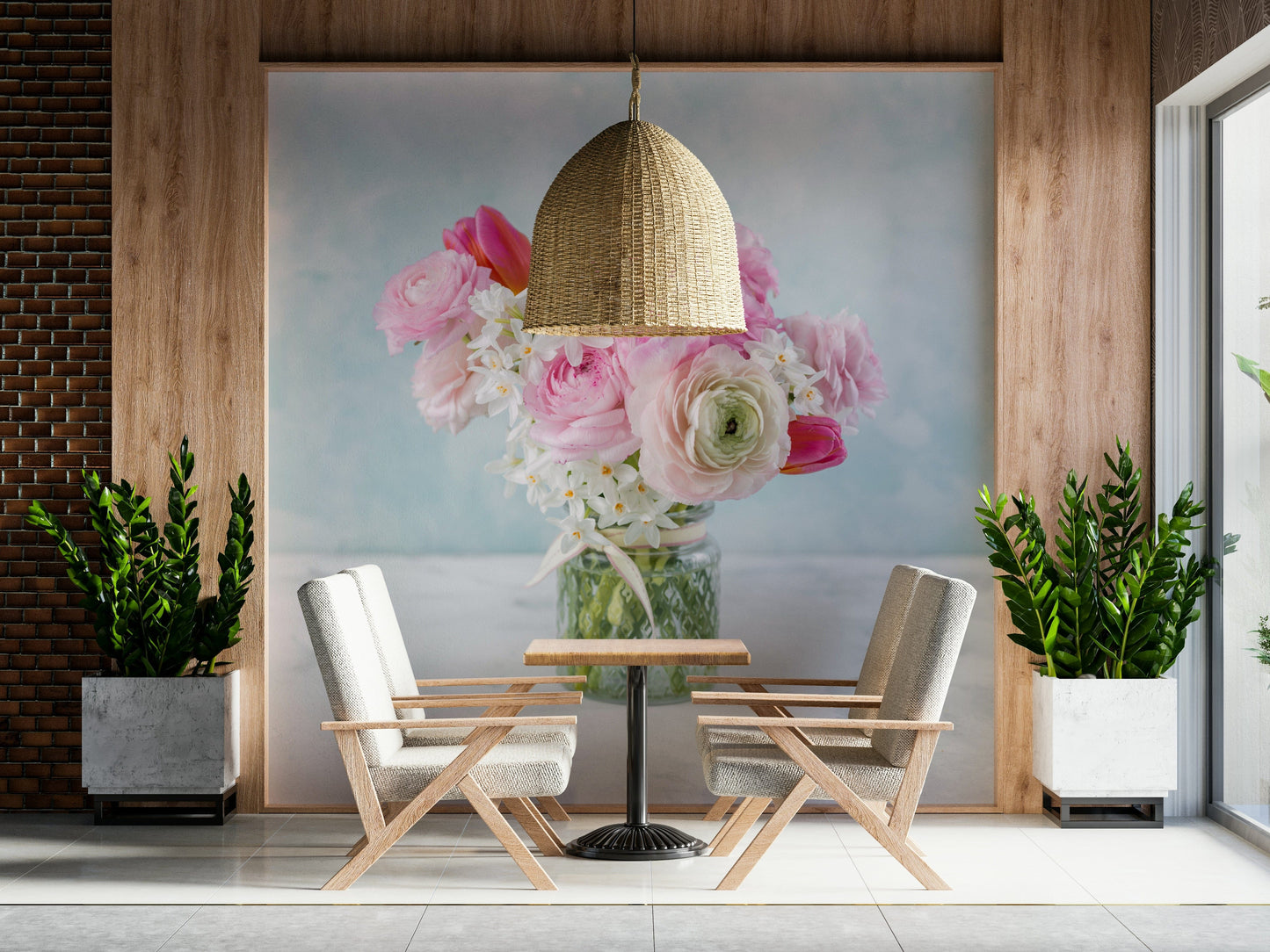 Pink Floral Bloom Wall Mural