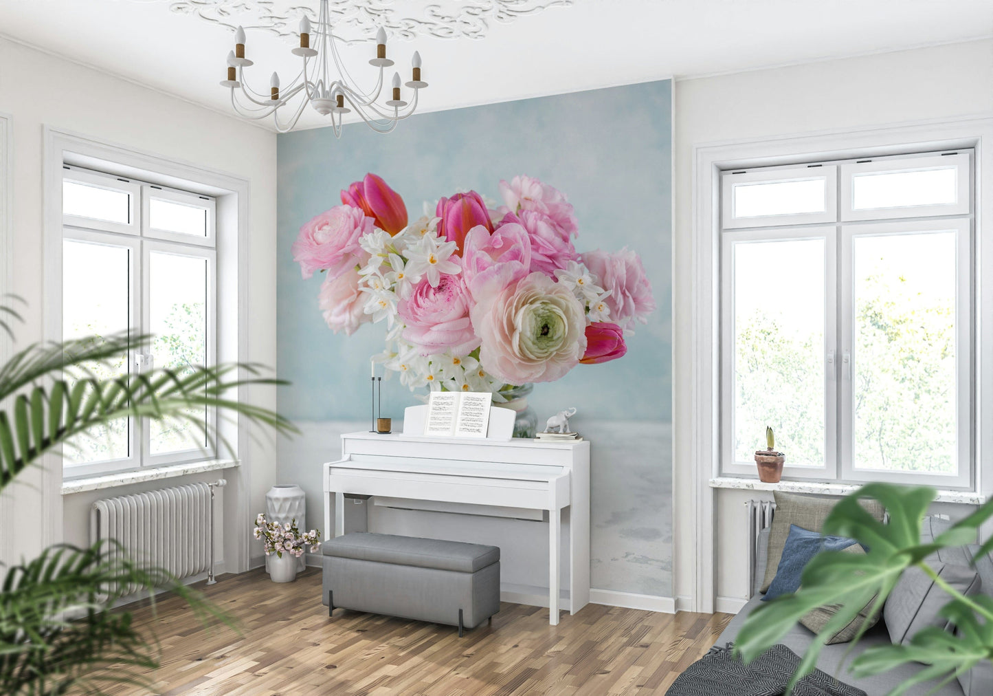 Pink Floral Bloom Wall Mural