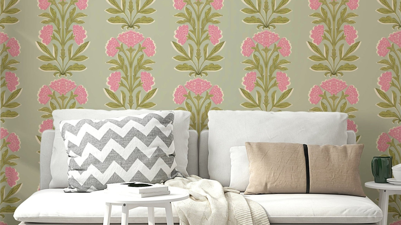 A wallpaper design with a floral pattern.

