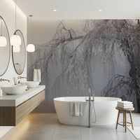 Muted magenta blossoms, spring ambiance wall mural, Whispers of Spring.