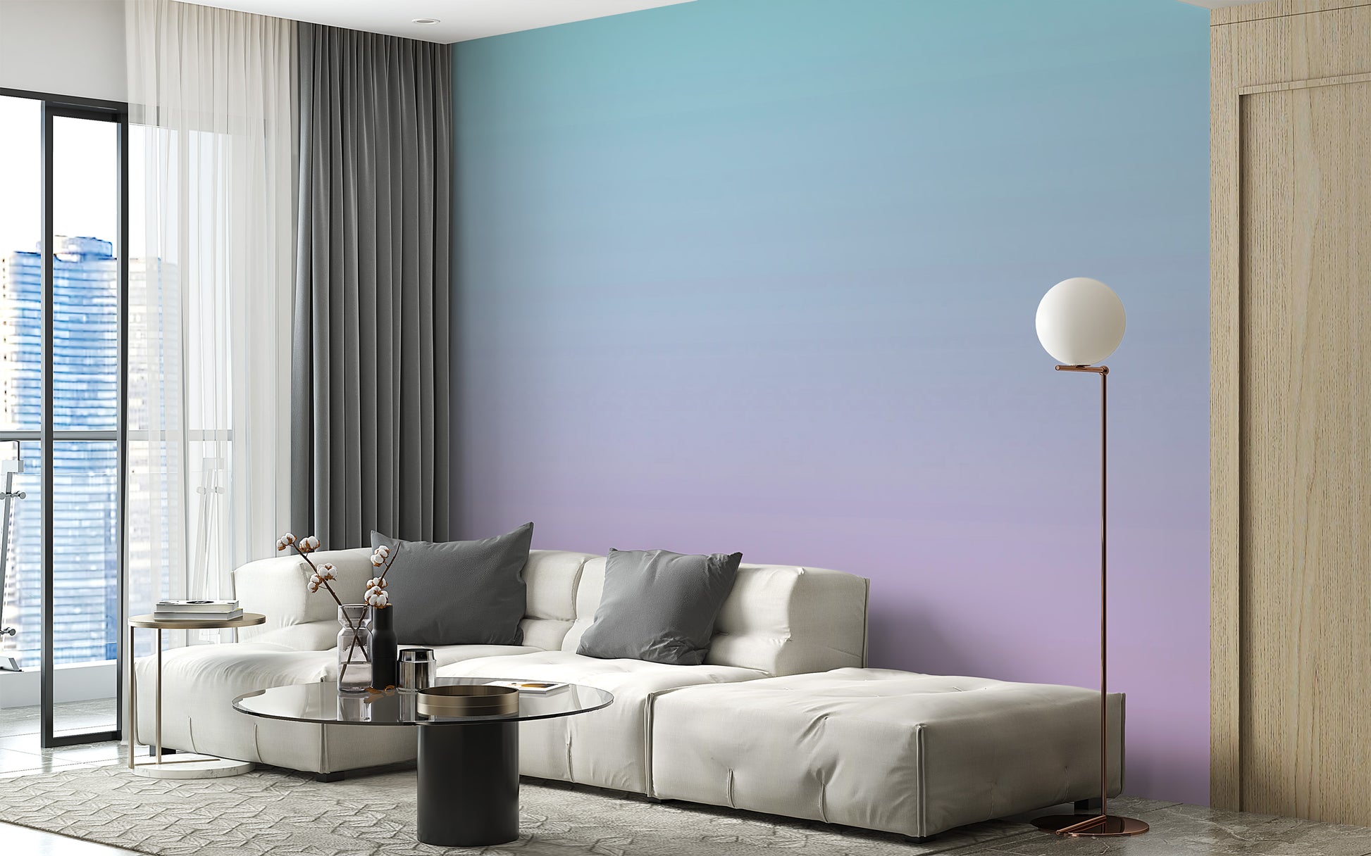 Pink and blue ombre mural for stylish wall decor
