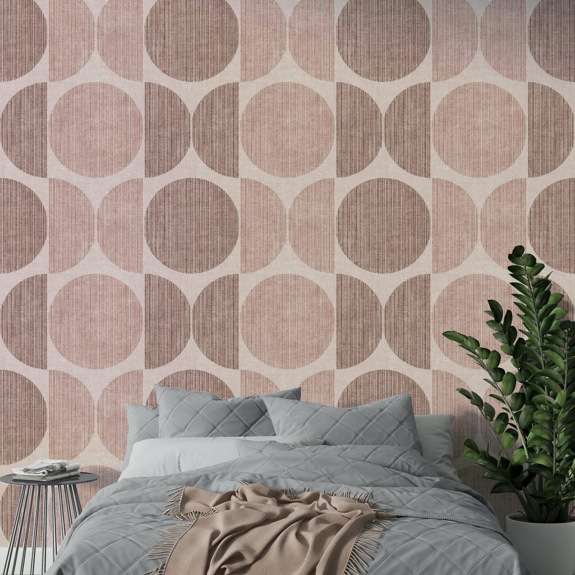 A calming playful geometric wallpaper mural that defines a space.



