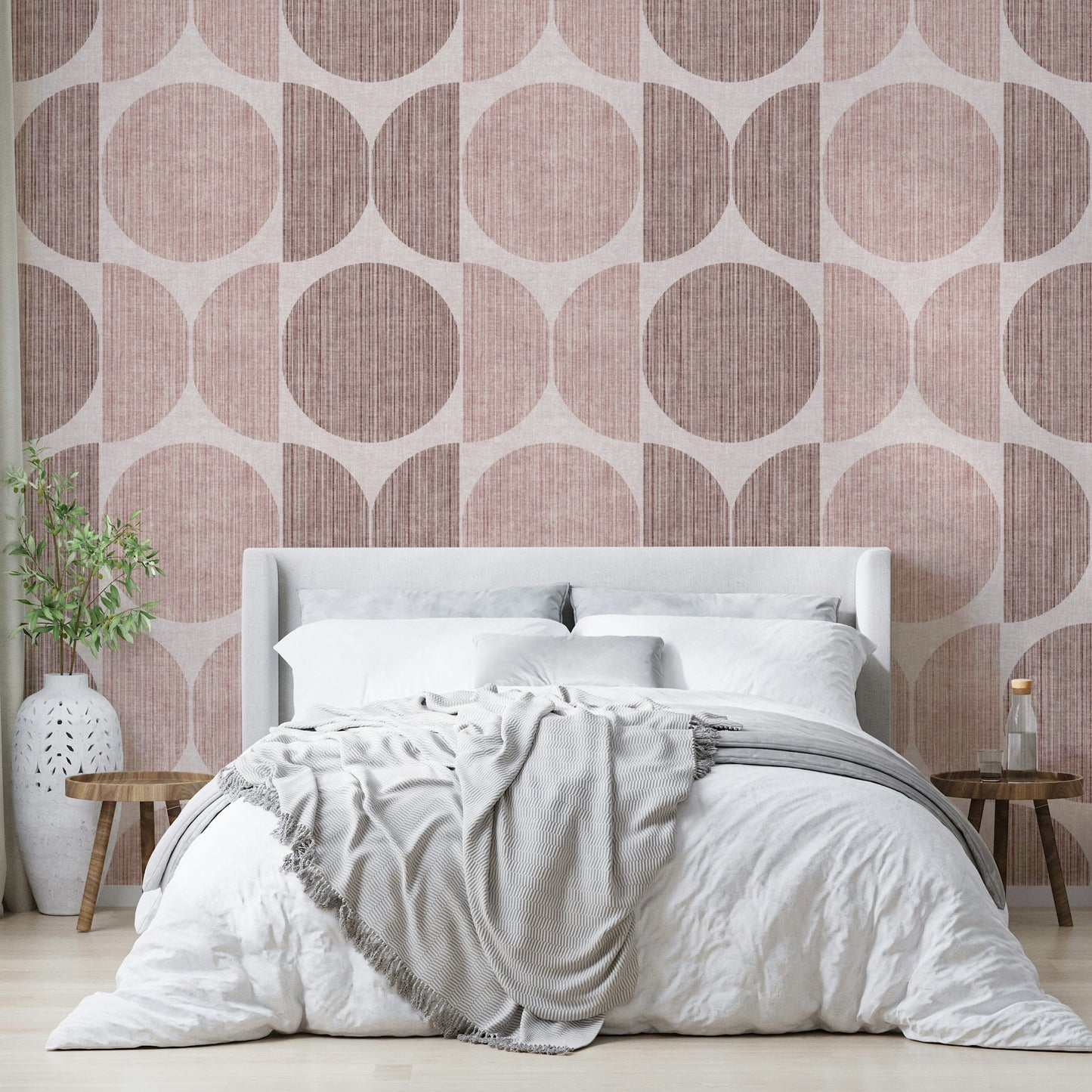 A graceful pink abstract wall mural in cheerful tones.



