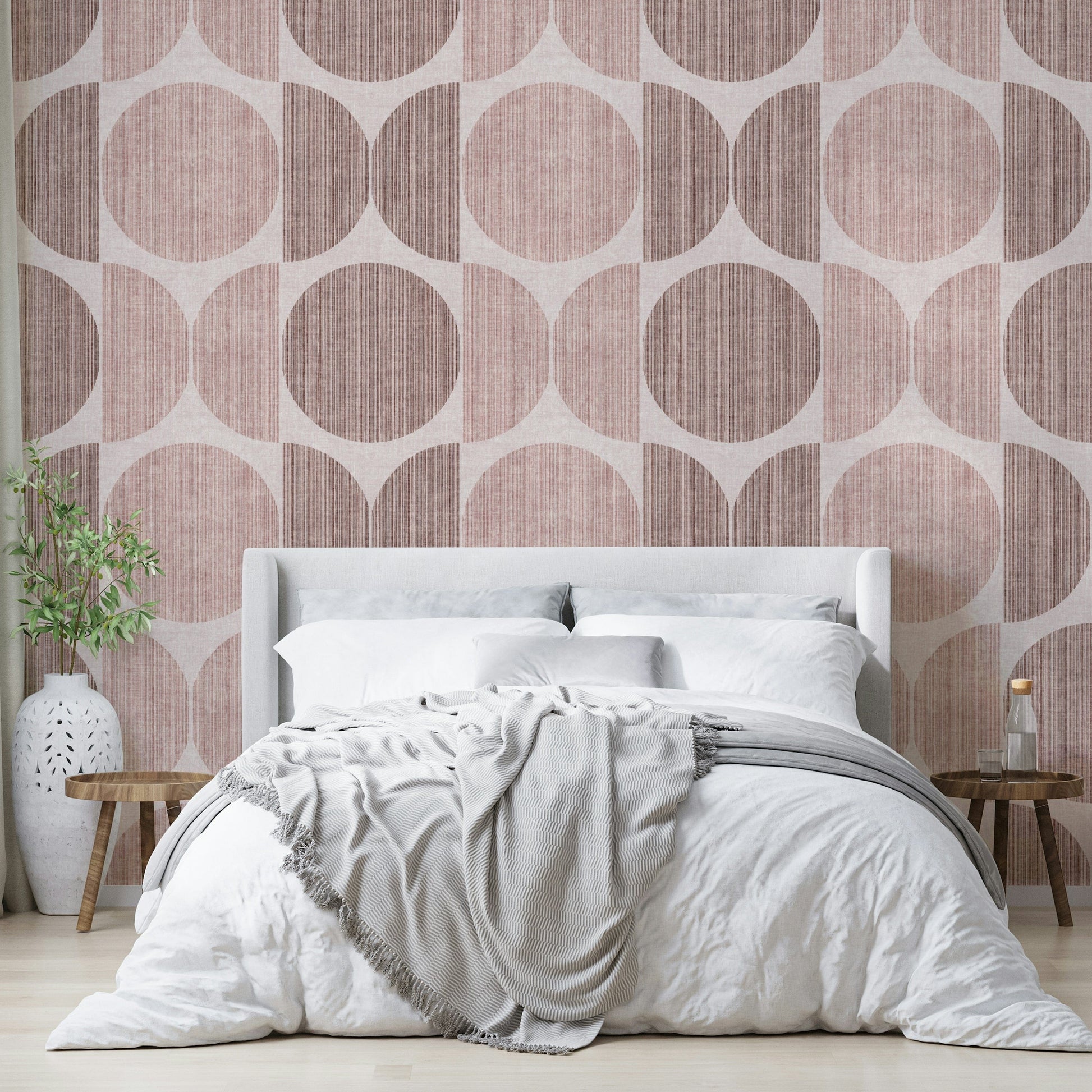 A graceful pink abstract wall mural in cheerful tones.



