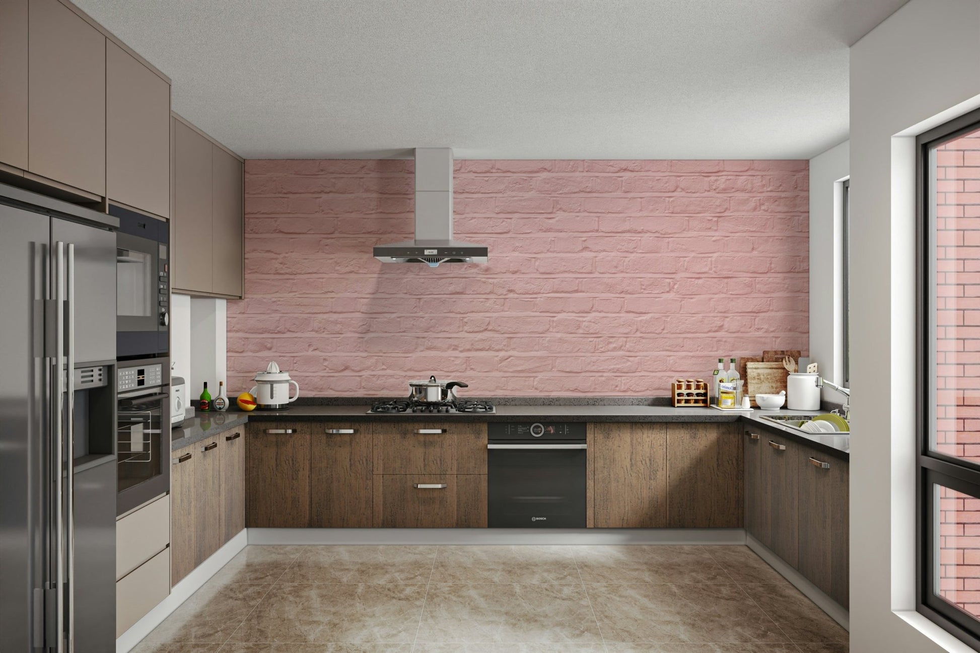 Modern pink brick serenity wall mural for stylish rooms

