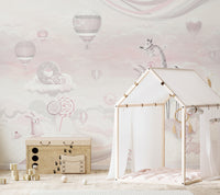 Scenic pink candy wallpaper mural for interiors
