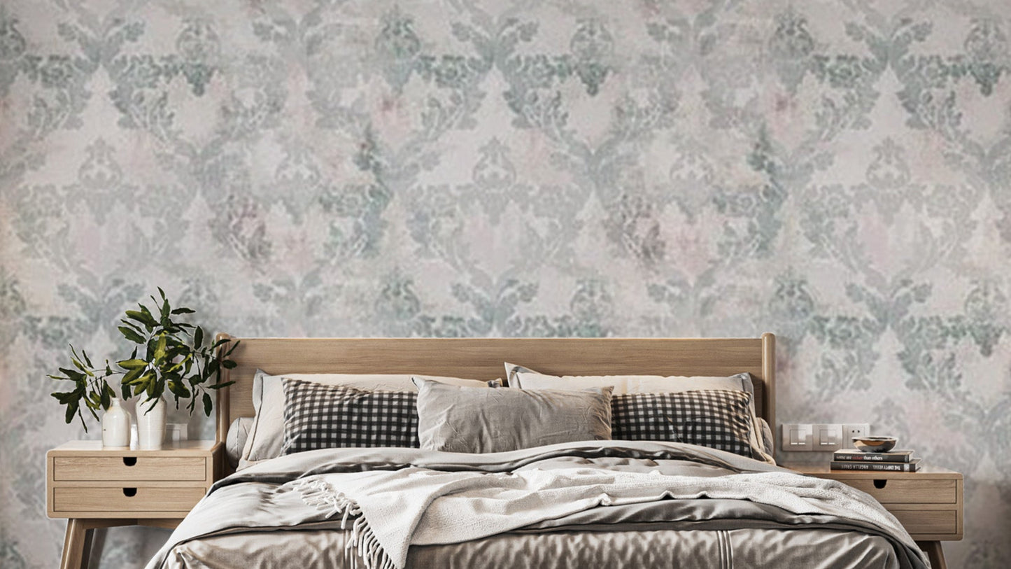 Elegant pink damask wallpaper for home decor
