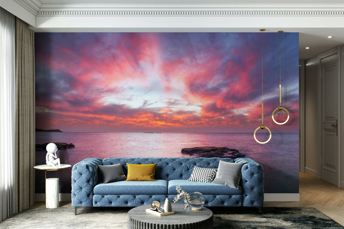 The design has a very polished and peaceful effect on the space.

