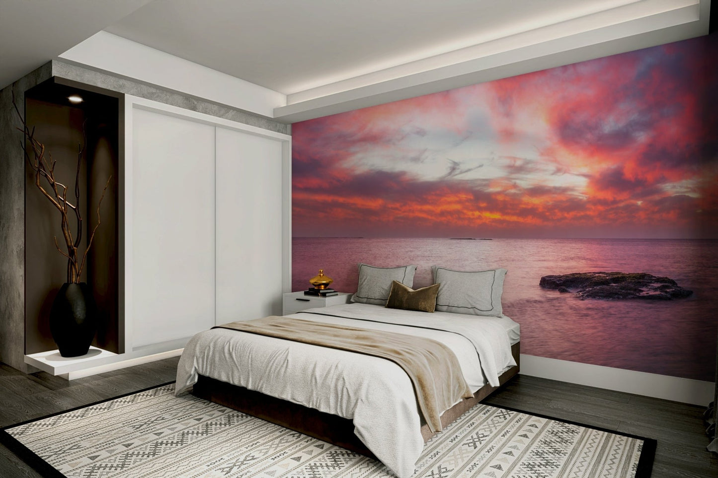 The colors are muted and gentle, with a dominant soft pink tone.

