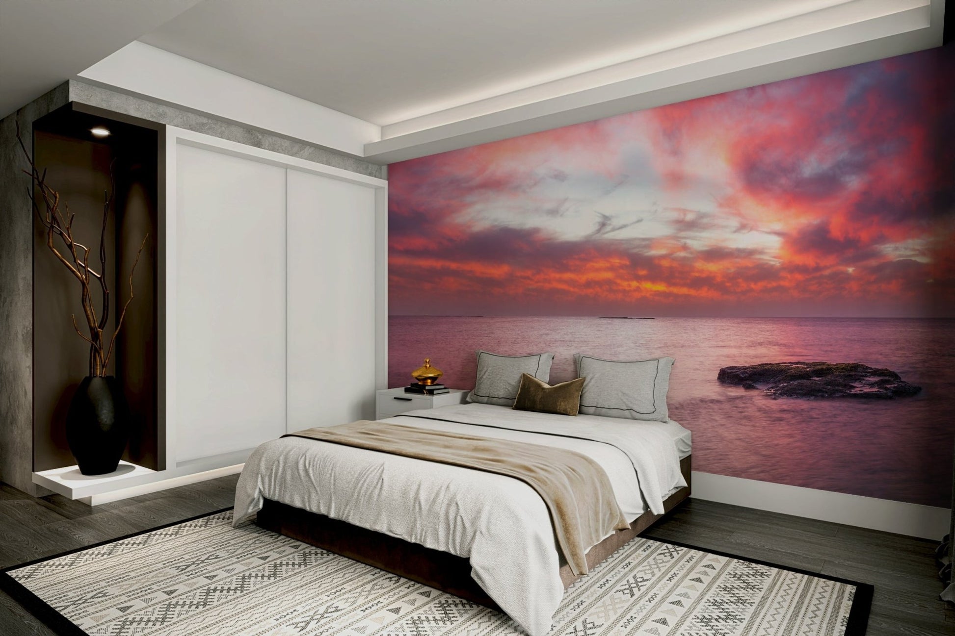 The colors are muted and gentle, with a dominant soft pink tone.

