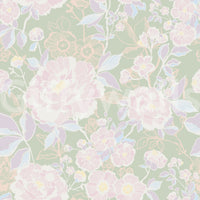 Soft Botanical whimsical flower wallpaper for walls bright interiors.