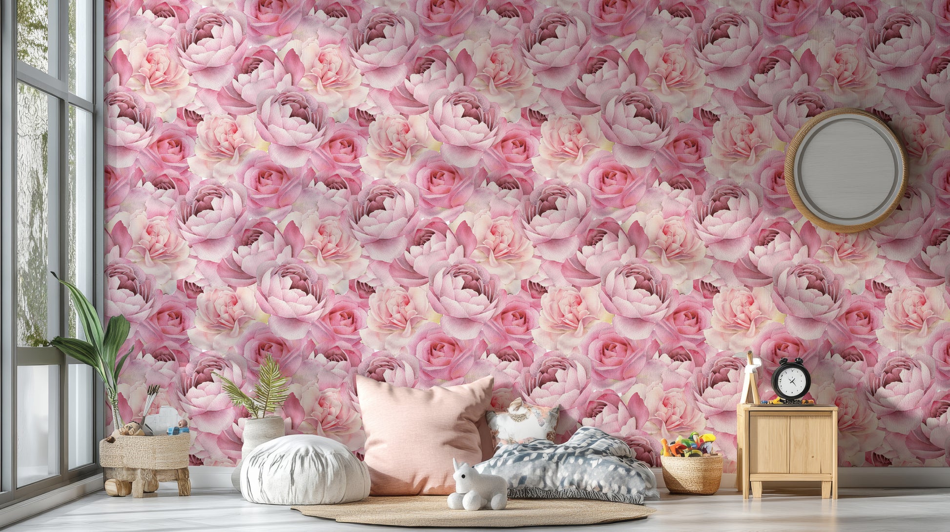 Delicate Pink Floral Peel and Stick Wallpaper