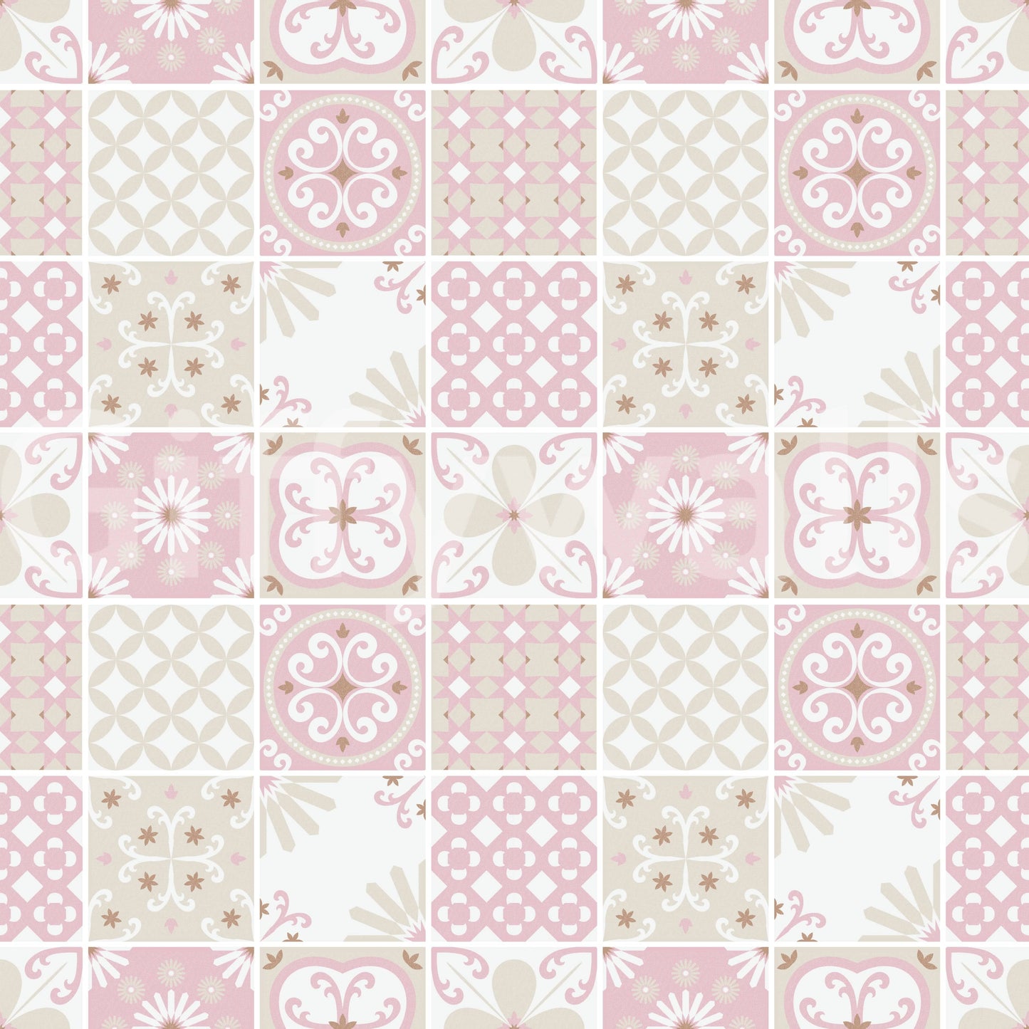 Vintage Folk Tiles ‚Äì Blush Pink
