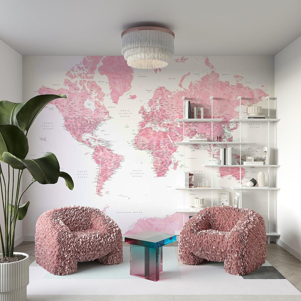 Pink Map Layout Pink Map Wallpaper – Dreamy Watercolor World Design