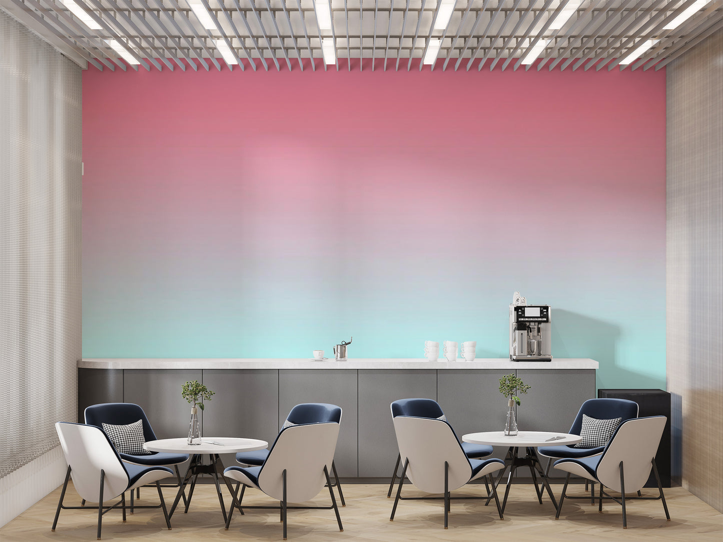 Modern rosy geometric wallpaper mural for offices.