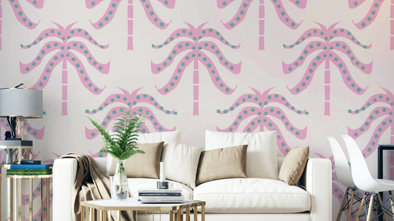 The image shows a peaceful, natural scene with palm fronds.

