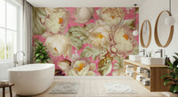 Pink Petal Explosion Wall Mural – Artistic, colorful design capturing the energy of flowering blooms.