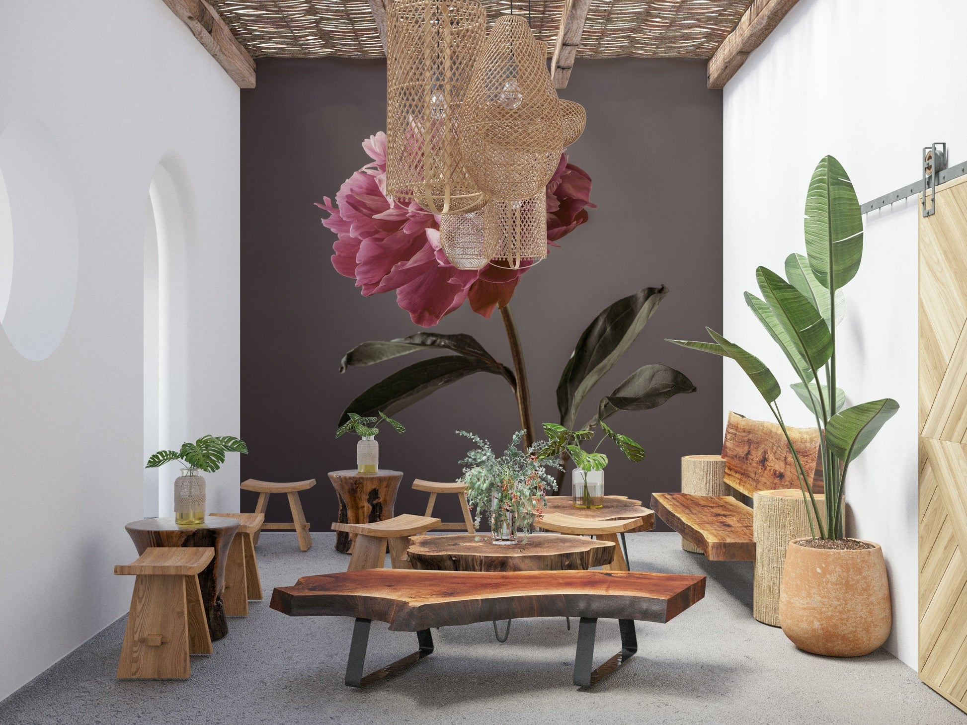 Wall mural Peony Blush Elegant magenta blossom captures light.