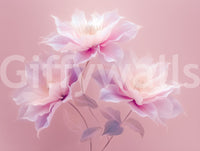 Pink background with dreamy floral art
