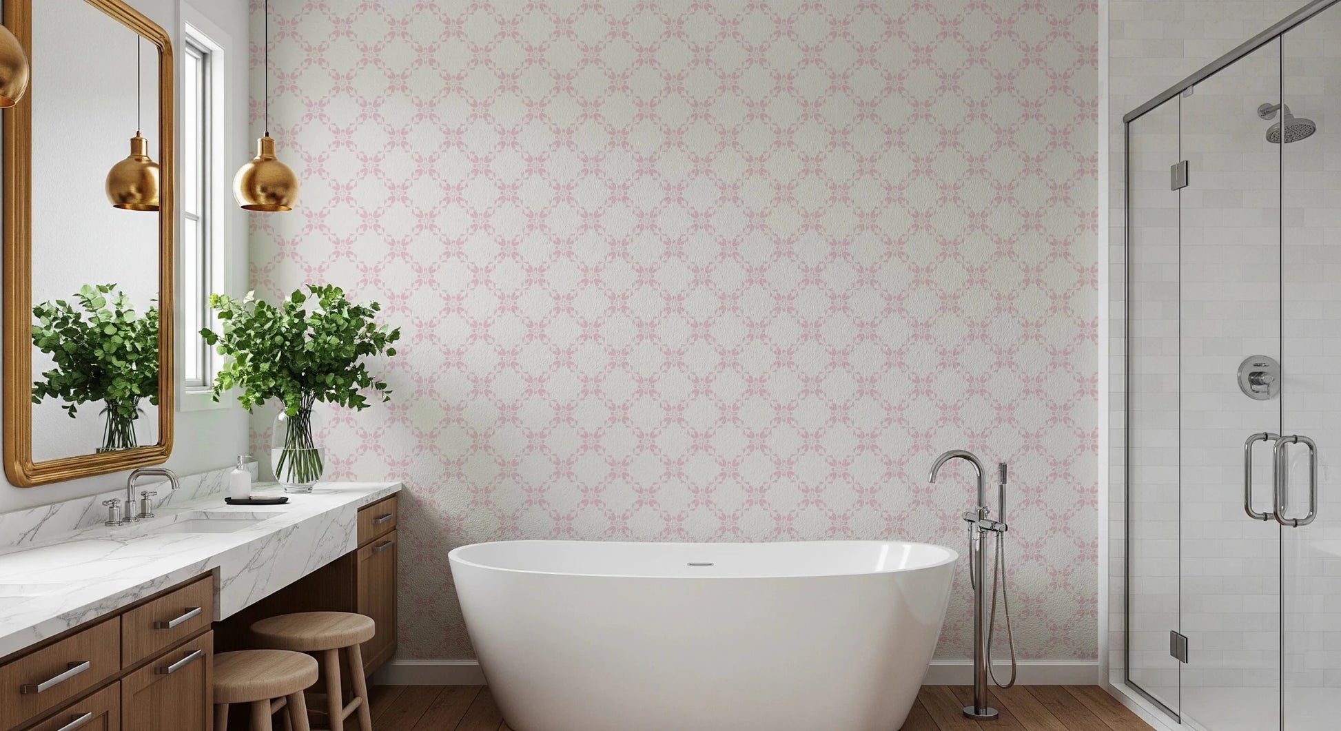 Pink Petal Lattice Wallpaper⁠