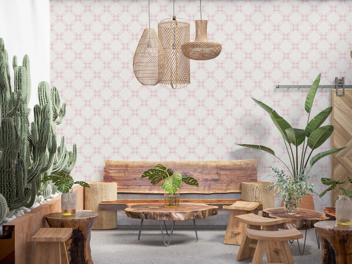 Pink Petal Lattice Wallpaper for Elegant Modern Wall Decor