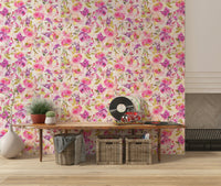 Gorgeous pink flower wallpaper mural design.