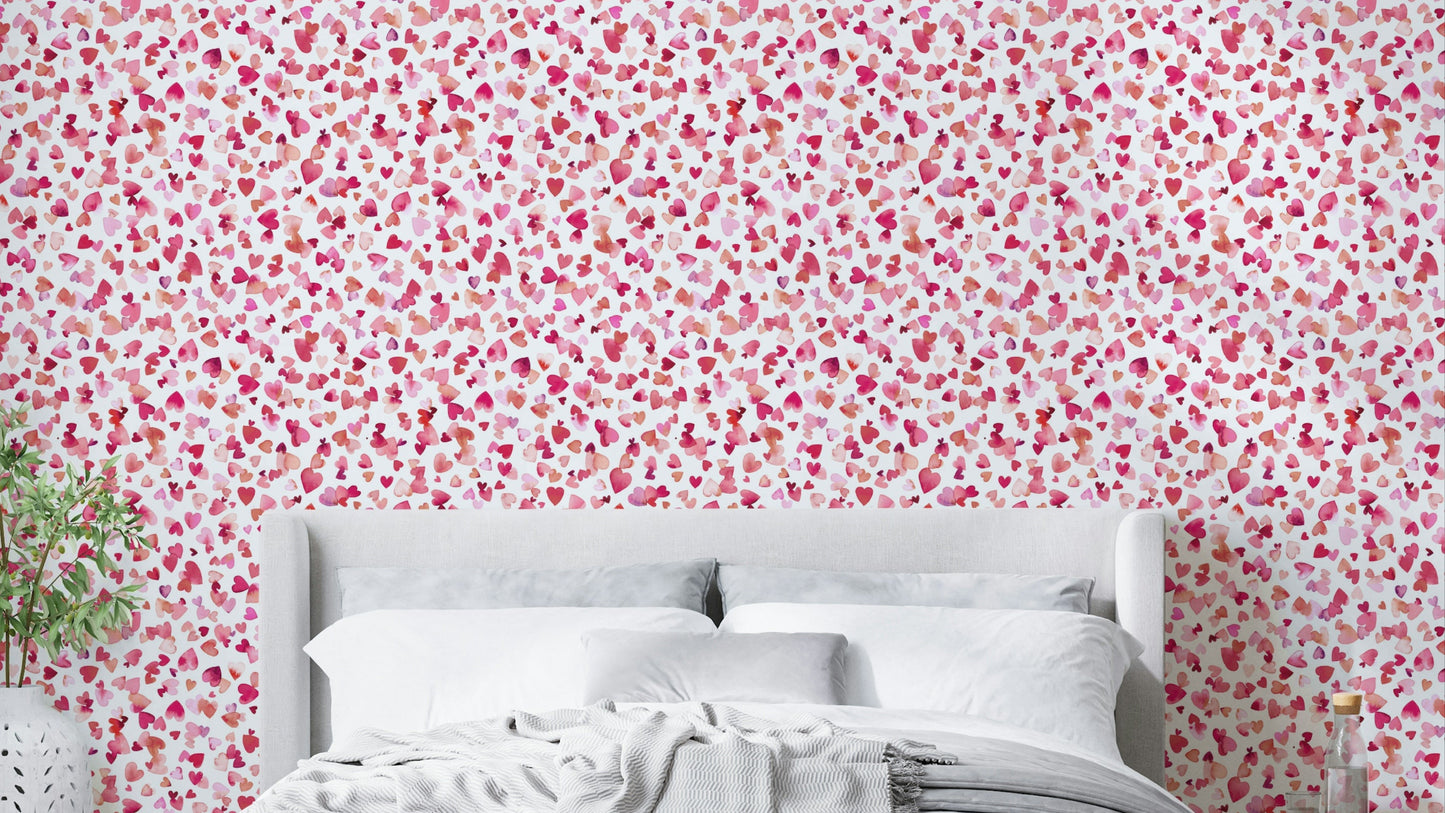 Pink and red heart wallpaper with love theme

