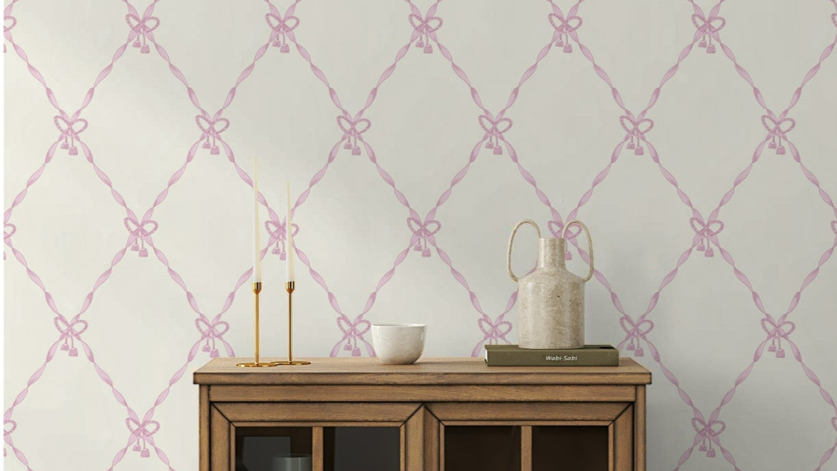 The image shows an artistic impression of a serene lace and tassel scene.

