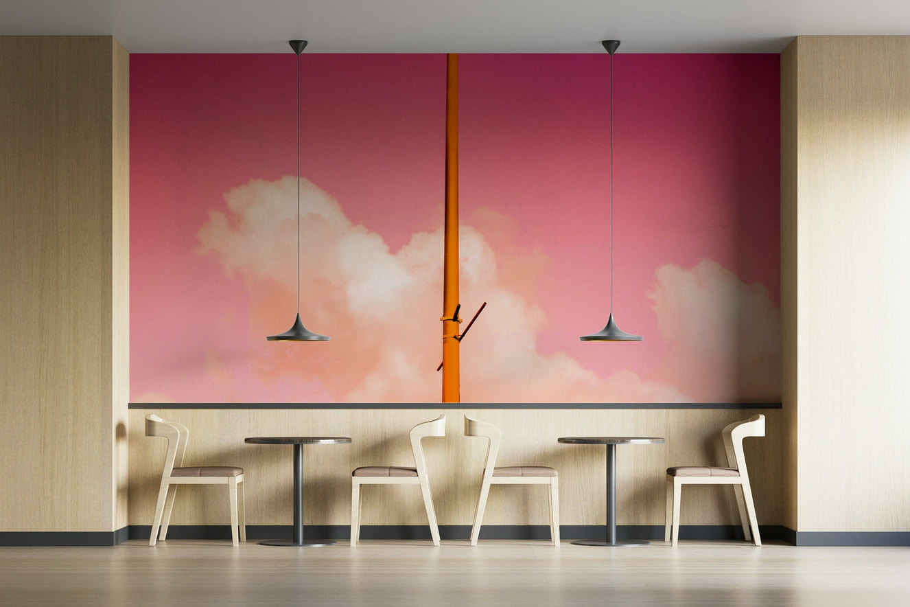 A serene two-tone half wall wall mural for your decor.

