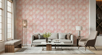 Modern Tropical Blush blush wall covering large tropical motif.