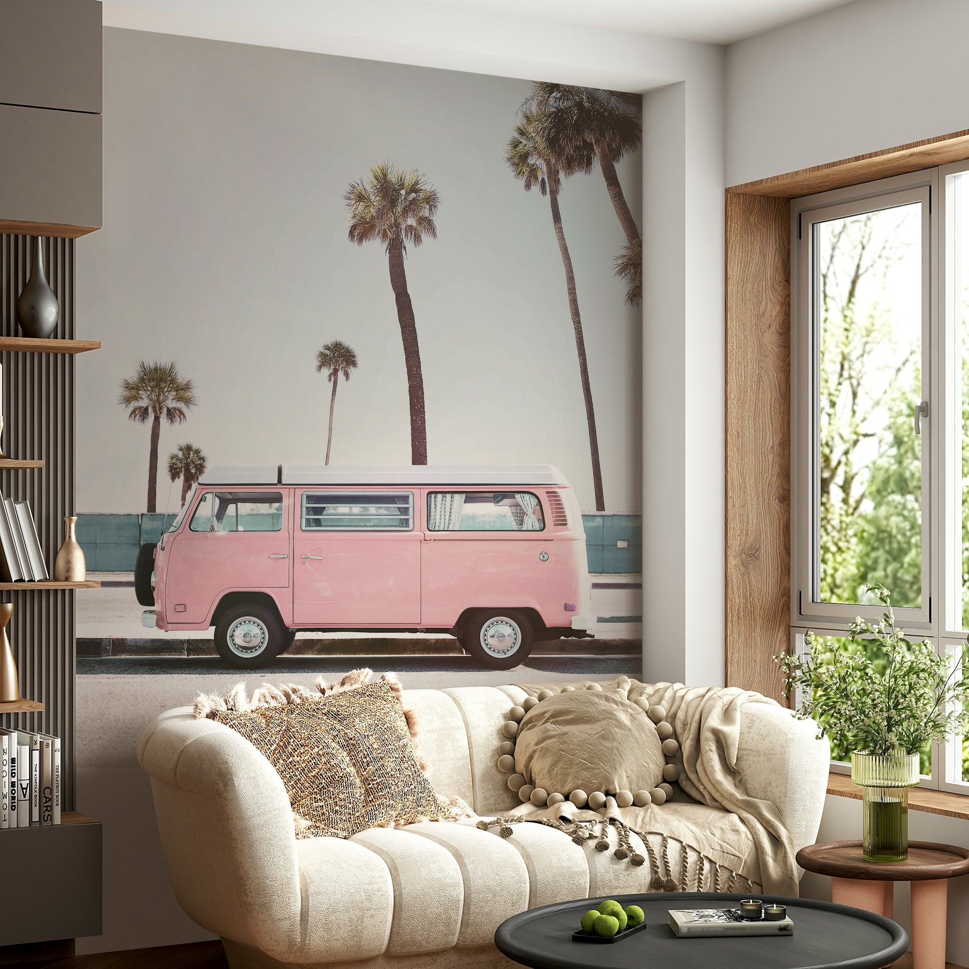 Vintage pink van design for home décor

