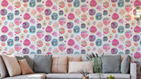 Pink wallpaper with big watercolor dot pattern

