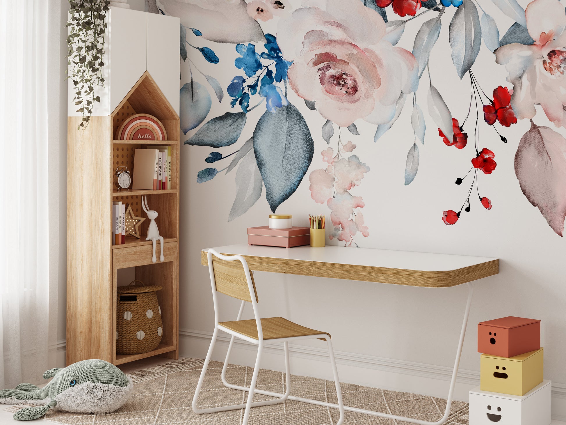 Delicate Watercolor Floral Wallpaper Mural