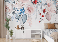 Soft Pink Flower Watercolor Wall Mural