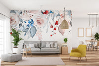 Pink Floral Watercolor Wall Art Mural
