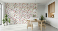 Soft feminine florals wall covering Pink Watercolor Meadow.