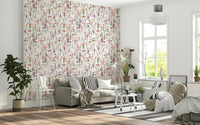 Vibrant spring wallpaper Pink Watercolor Meadow wild blooms.