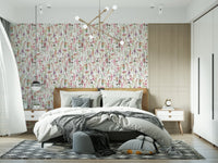 Watercolor meadow blooms wallpaper Pink Watercolor Meadow decor.