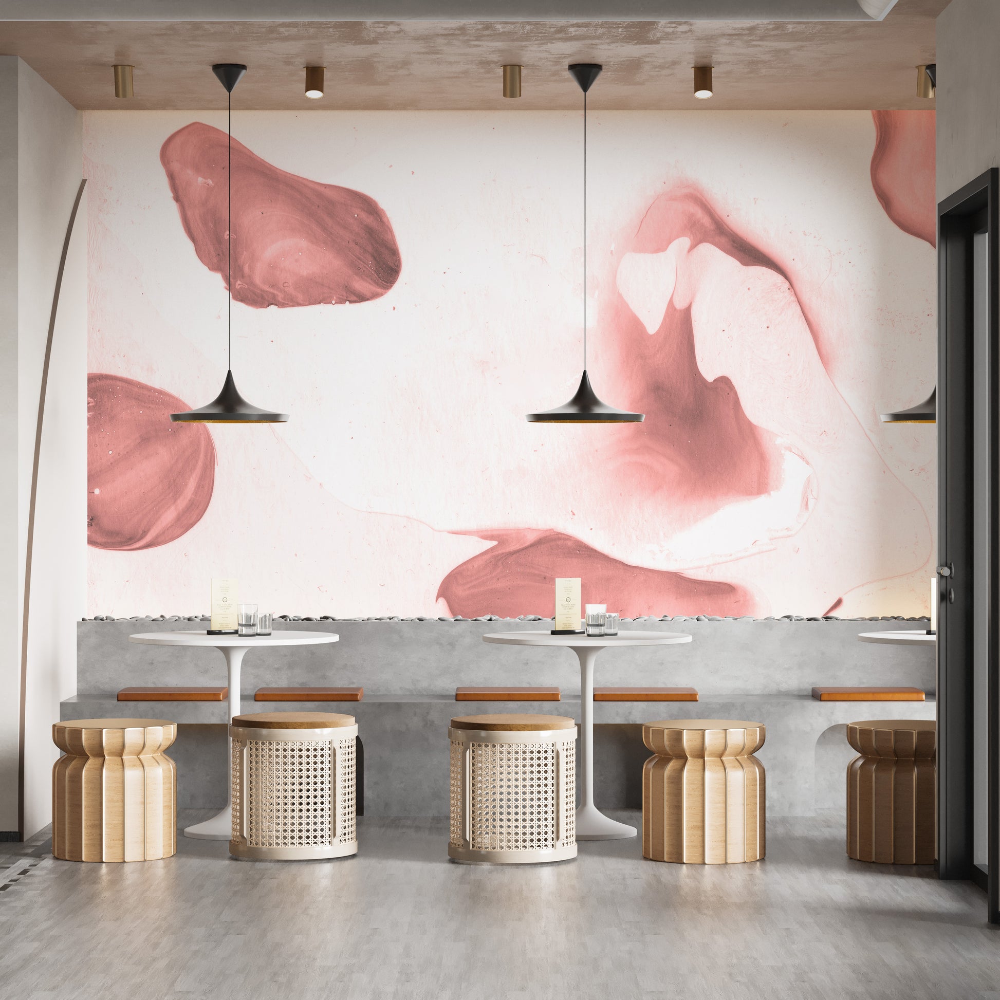 Elegant pink watercolor mural