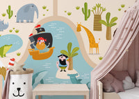 Adventure-packed kids mural with pirates