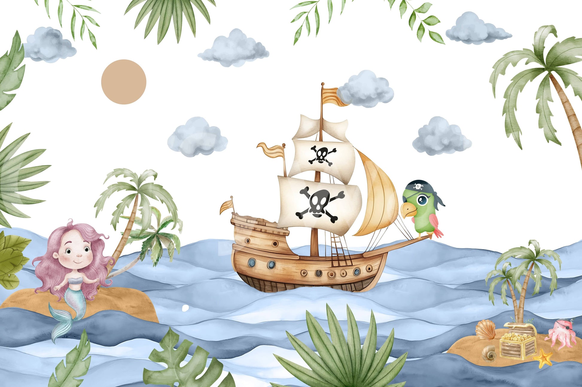 The style is a soft-focus illustration or a painterly design.

