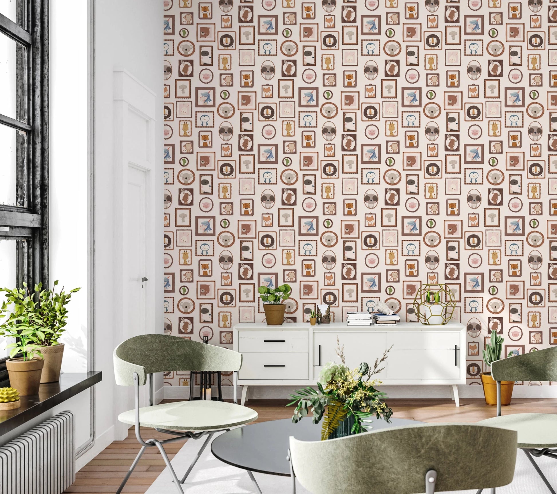 Playful Animal Portraits Wallpaper⁠