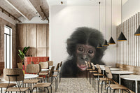 Cute baby monkey wall mural for jungle-themed room

