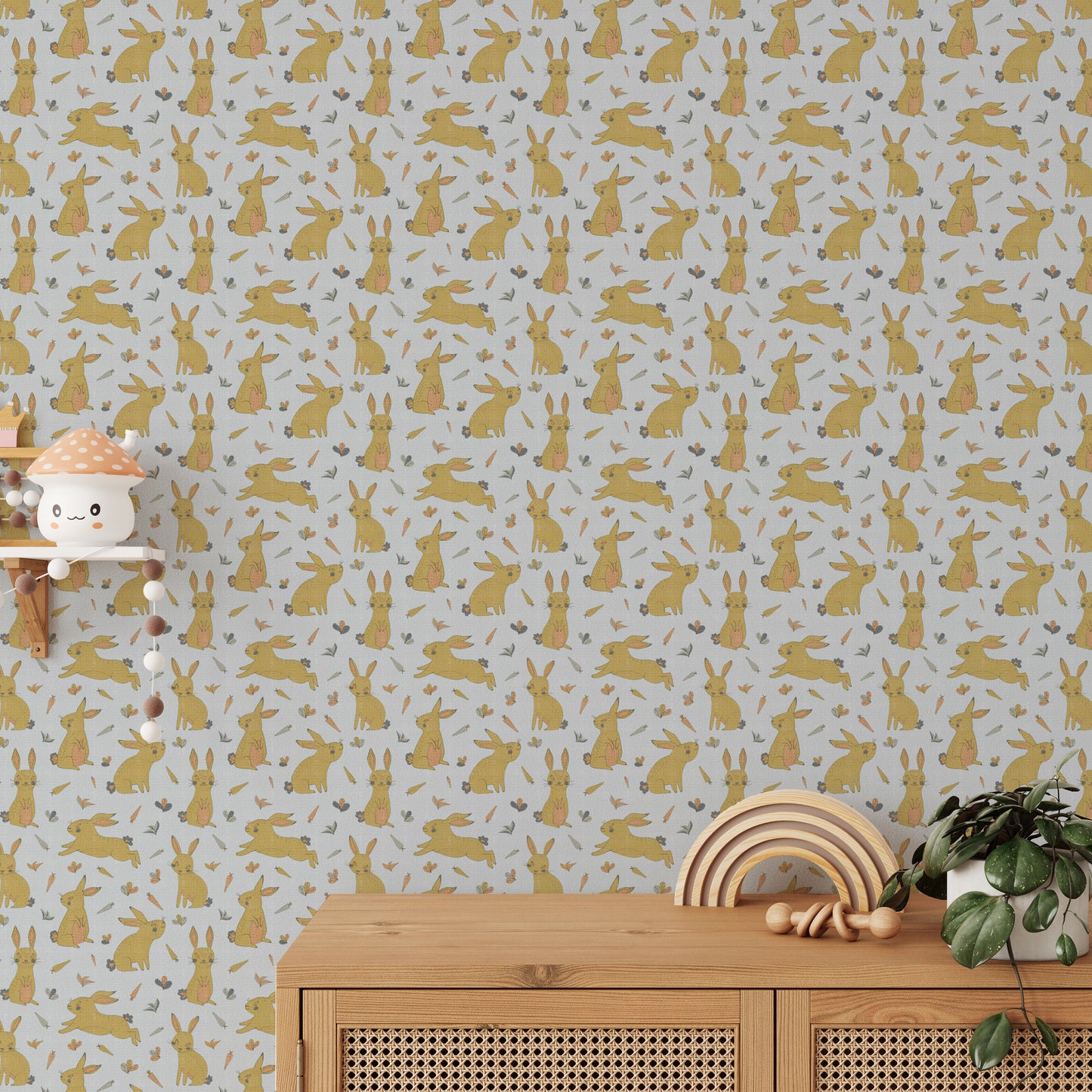 Bunnies og kaniner Golden Grey Wallpaper