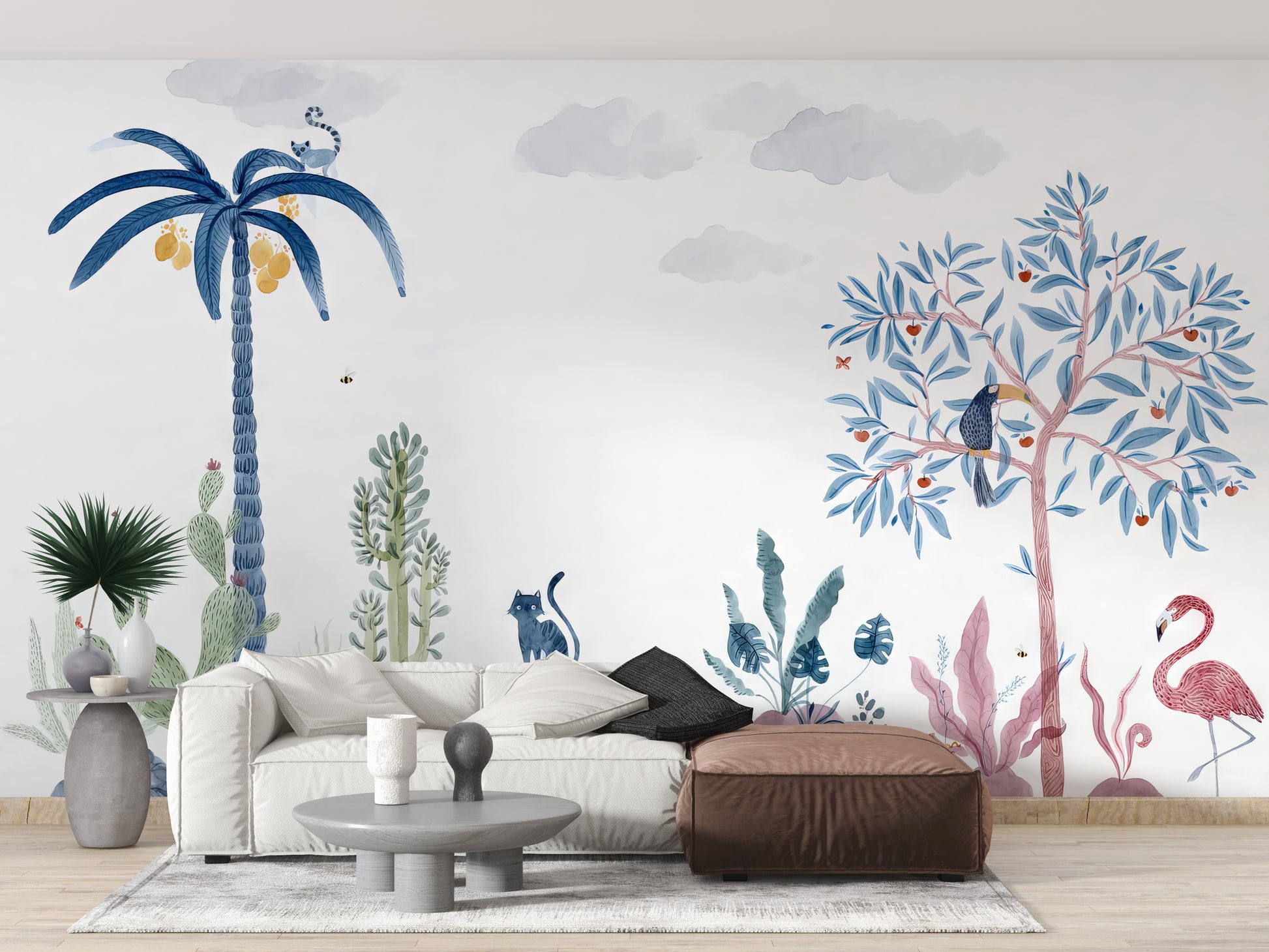 Playful Wildlife Wall Mural - Giffywalls