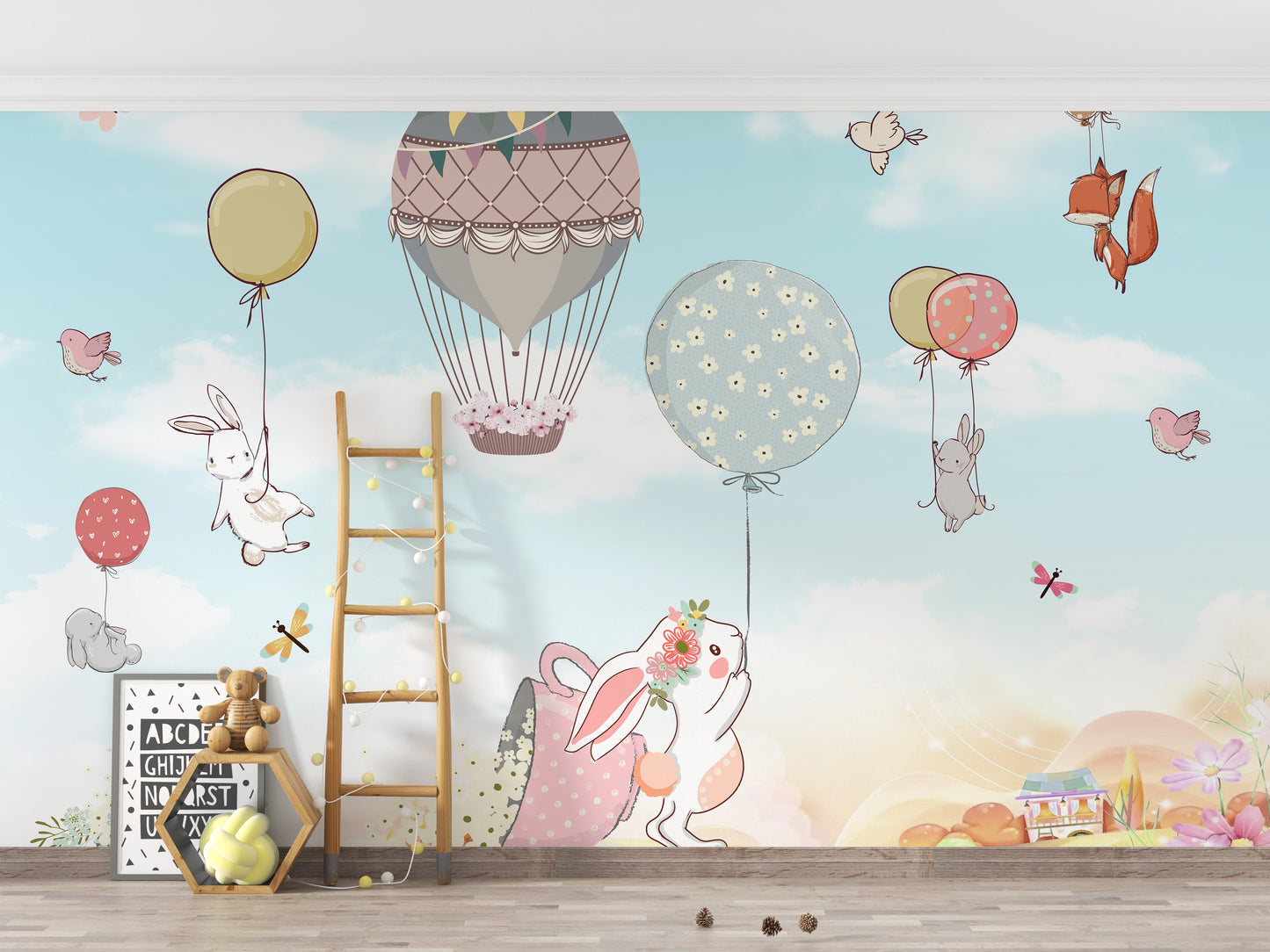 Plush bunnies wallpaper mural - Giffywalls