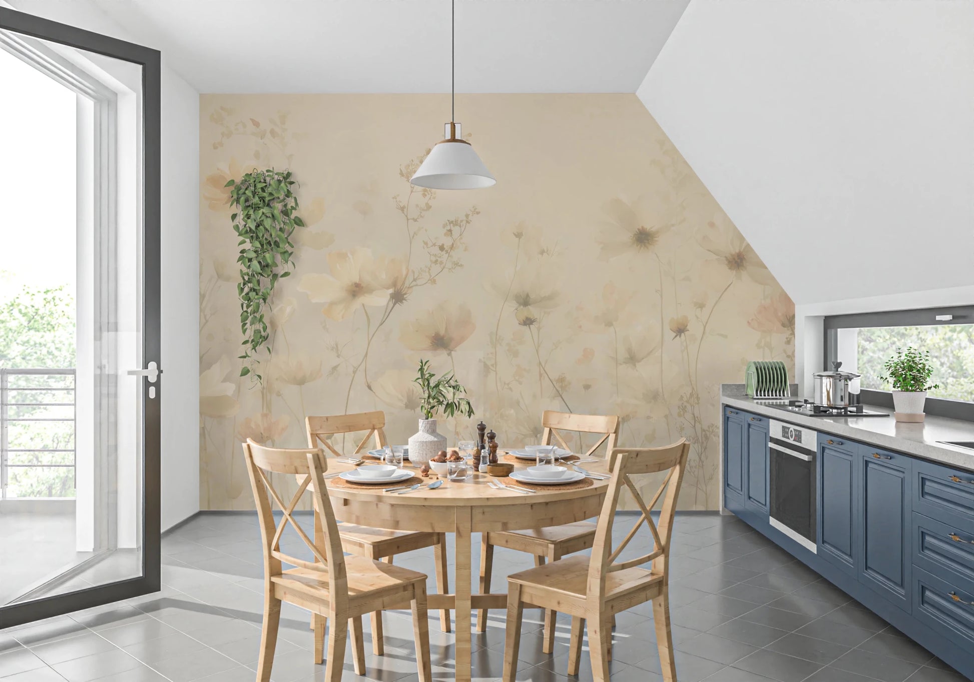 Poetic Soft Floral – Honey Wall Mural