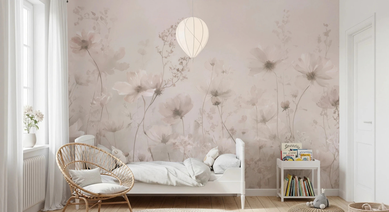 Poetic Soft Floral – Petal Dust Wall Mural